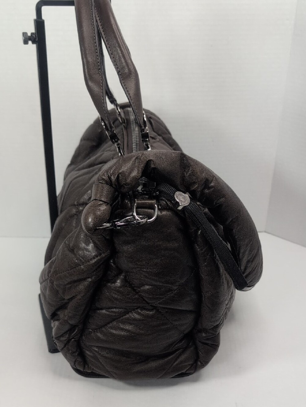 Moncler Brown Quiled Leather Top-Handle Bag - Picture 2 of 15